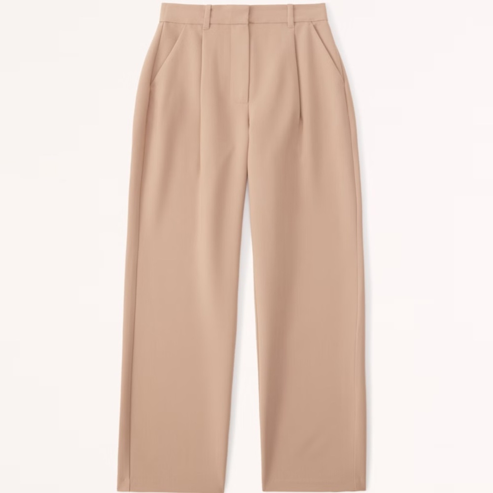 Abercrombie & Fitch Curve Love Tailored Straight Leg Pant in Tan Size 14/32